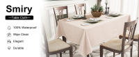 Mantel redondo rectangular de tela sintética, impermeable, limpiable, lavable, para cocina y comedor - details 1