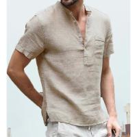 Camisas de lino con botones para hombre, camisa informal de manga corta para playa, hawaiana, para vacaciones, talla S-5XL - details 6