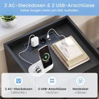 Mesitas de Noche con luces LED y Estación de Carga (2 Tomas AC, 2 Puertos USB) Mesita de Noche Blanca Mesas Auxiliares con 1 compartimento abierto y 2 cajones para Dormitorio Salón - details 22