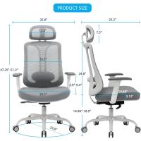 Silla de Escritorio Ajustable de 4 Engranajes, reposacabezas 3D y cómoda Silla de computadora con reposabrazos (Negro) - details 9