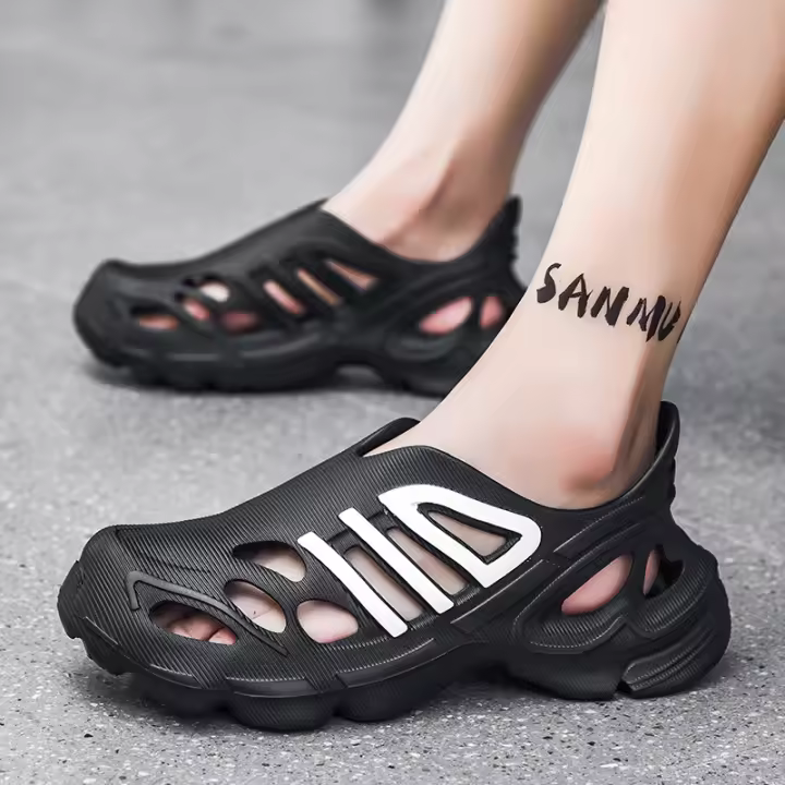 Agujero zapatos de los hombres de la bolsa de la cabeza de suela gruesa casual transpirable vadeando playa sandalias de suela suave desgaste primavera y verano antideslizante zapatos de lluvia - 1