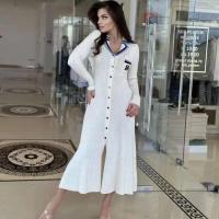 Vestido de punto ajustado elegante para mujer, vestidos Vintage de diseñador de manga larga con letras y una botonadura, suéter de invierno 2024 - details 7