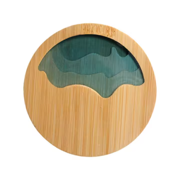 Posavasos de bambú, tapete de taza de té de bambú rústico único para mesa de centro de cumpleaños - 1