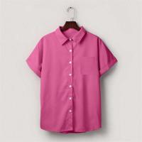 Blusa lisa de manga corta para mujer, camisa informal de un solo pecho, de moda - details 29