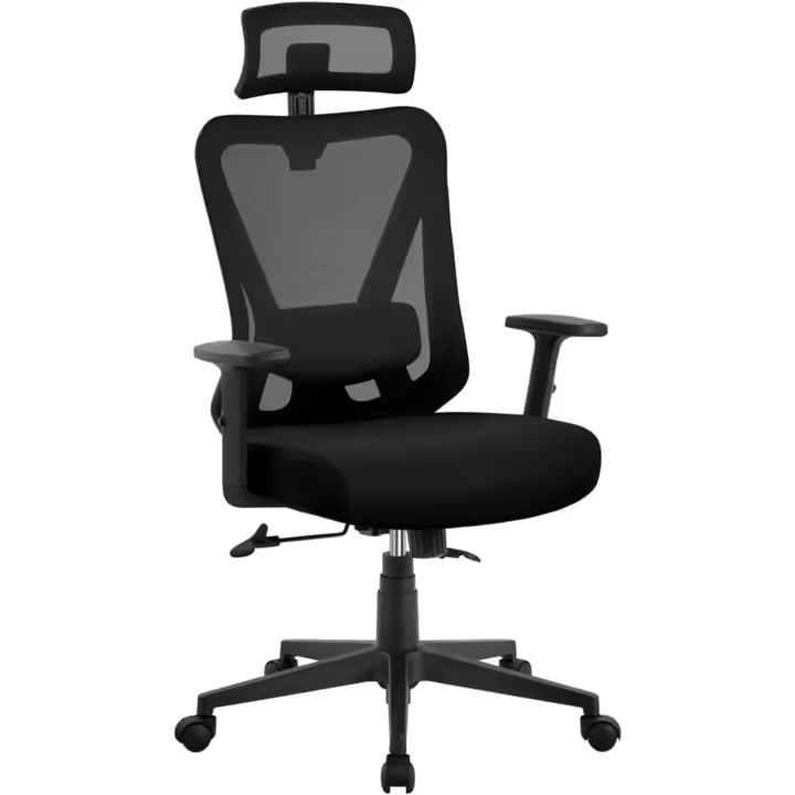 Silla de Oficina Ergonómica Reposapiés Ajustable Inclinable con Bloqueo Muebles de Escritorio - 1