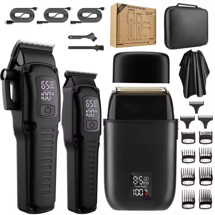 Cortapelos Profesional para Hombres, Cortapelos 3 en 1, Recortador de Barba y Afeitadora Eléctrica con Pantalla LED, Kit de Aseo Inalámbrico para el Hogar, Viajes, Peluquero, Regalo Ideal para Él - 1