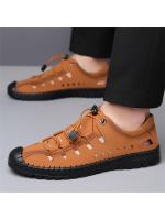 Sandalias hombre 2025 verano nuevas hombre casual hueco zapatos de cuero antideslizante conducción agujero zapatos fondo suave sandalias de cuero hombre - details 2