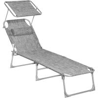 Silla de Sentado al Aire Libre Ajustable Plegable, 193 x 53 x 29 cm, Capacidad de 150 kg, con Parasol, reposacabezas, Respaldo - details 18