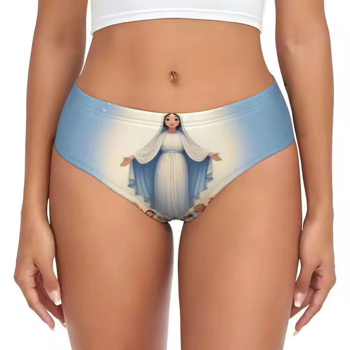 Bragas cortas personalizadas de la Virgen María de Guadalupe, ropa interior elástica para mujer - 1
