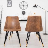 Juego de 2 Sillas de Comedor Vintage Sillón Tapizado en Gamuza con Patas Metálicas para Cocina Salón - details 13