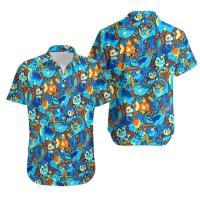 Interesante hawaiano combinado con cómics de animales, camiseta holgada de verano impresa en 3D en la playa, top de manga corta de gran tamaño, - details 5