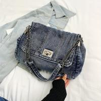 Bolso de hombro versátil y elegante de moda 2015 con correa de cadena - Casual, azul y blanco, gran capacidad, correa fija, forro de poliéster, bolso de mano - details 14