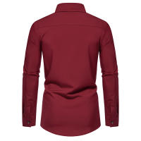 Camisa de manga larga con botones para hombre, camisa informal de negocios, Color sólido, cómoda, Social, Oficina, blusa blanca y negra, moda de otoño - details 38