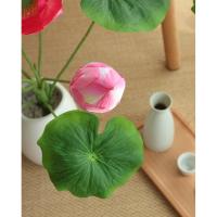 Flor de loto Artificial de 57CM, flor de loto de seda elegante realista, decoración de arreglo floral de plástico DIY - details 3