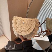 Bolso tejido con hilo de algodón con borde de flores, bolso cruzado de paja Retro ahuecado, bolso tejido de estilo étnico con perlas transpirables para uso diario - details 15
