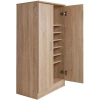 7 estantes para zapatos con cierre de 2 puertas, estructura de madera, armario auxiliar multiusos, tamaño 108 x 55 x 36 cm (roble) - details 2