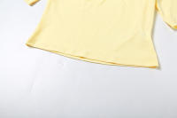 BUNO-conjunto plisado con cuello en U para mujer, camiseta de manga corta, conjunto corto de cintura alta, conjunto corto ajustado liso de verano 2025 para mujer - details 10