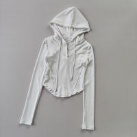 Sudadera Deportiva con Capucha Top Corto Ajustado Hilo Seco Moda de Yoga y Correr - details 1