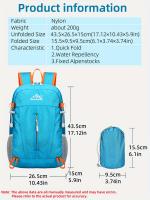 Bolso de Hombro para Deportes al Aire Libre Ultraligero con Gran Capacidad Mochila Plegable Montañismo Paquete Superior Adecuado para Senderismo, Ciclismo, Viajes, Viajes de Negocios, Correr Absorbente de Impactos y Correas Transpirables Almacenamiento - details 7