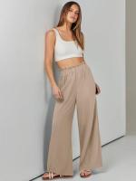 Pantalones de mujer de lino de playa pierna recta con bolsillos pantalones femeninos de cintura alta pantalones sueltos trajes moda coreana - details 13