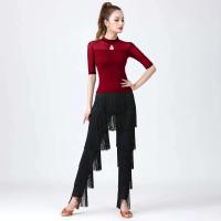 Top mujeres latinas, entrenamiento básico TRE para niñas, trajes de salón, baile de samba, tango, flamenco, camiseta de práctica de baile, 2024 - details 11