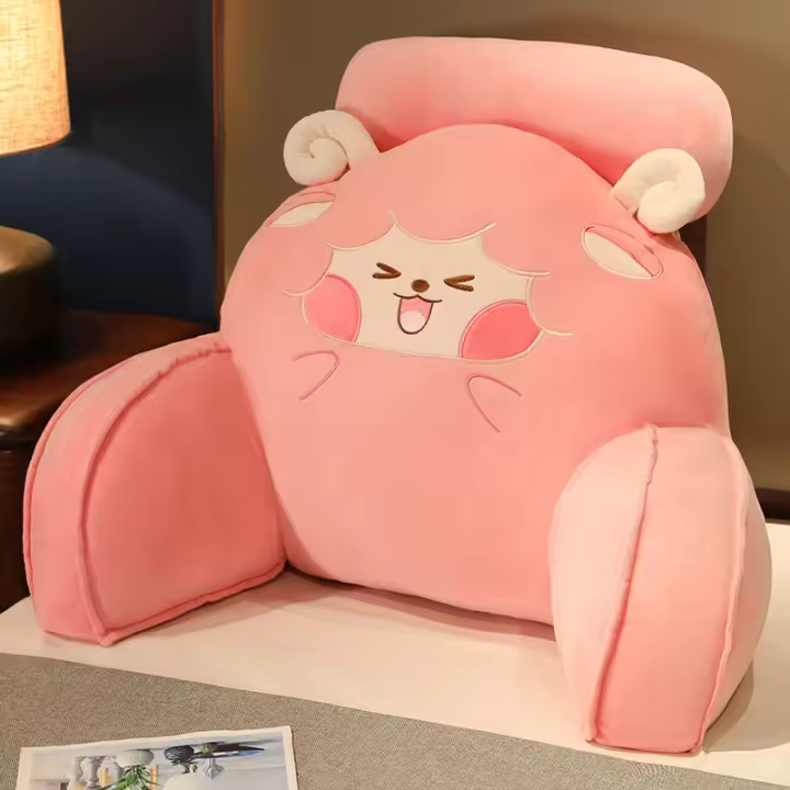 Cama almohada sofá tiro, almohadilla de cintura, lectura, cintura, descanso, nuevos dibujos animados - 1