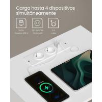 Ultrarrápido sin Herramientas Toolless, , Mesita de Noche, Mesa Auxiliar con Función de Carga, con Cajón, Moderna, para Dormitorio, Sala de Estar, Blanco Mate LET776W01 - details 4