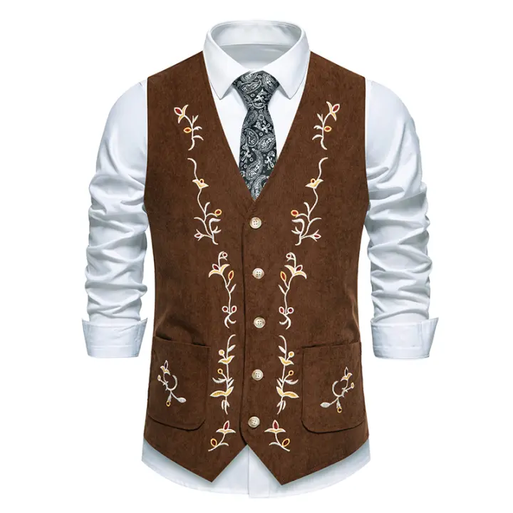 Chaleco Retro Cuello en V Moda Fiesta Ocio para Hombres Material de Poliéster - 1