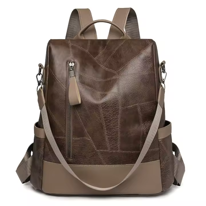 Mochila antirrobo de cuero vintage para mujer, mochila de trabajo de gran capacidad, mochila de hombro informal para mujer - 1