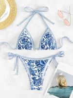2025 Halter String Triangle Bikini de dos piezas traje de baño para mujer traje de baño femenino bañistas traje de baño ropa de playa verano - details 0