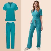 Uniforme médico para mujer, conjunto exfoliante de enfermera, Top con bolsillo y pantalones, traje de 2 piezas, ropa para quirófano de enfermería, Ropa de Trabajo para salón de belleza - details 11