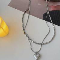 Collar de Doble Corazón de Aleación Premium Estilo Dulce y Cool para Mujeres Joyería y Bisutería - details 5