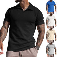 Camiseta de Verano para Hombre Polo Informal con Cuello en V Manga Corta Suelta con Gofres Gruesos - details 9