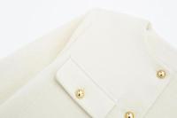 Chaqueta Corta Elegante para Mujer 2024 Cuello Redondo Manga Larga Abrigo con Bolsillo de Volteo Casual de Moda para Mujeres - details 5