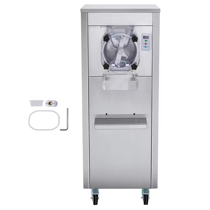 SucceBuy Máquina de Helados Comercial, 18 L/H, 1600W, Sabor Único, Cilindro de Acero Inoxidable de 6L, Limpieza Automática, Panel LED, para Restaurantes y Snack Bars - 1