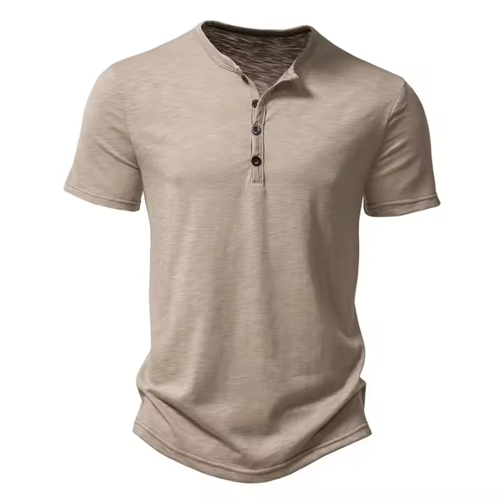 Camiseta de fibra de bambú para hombre, camisa de manga corta con cuello, informal, de alta calidad, básica, a la moda, de verano - 1