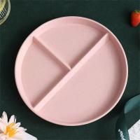 Divided Dish In 3 Diet Reusable Round Dinner Plate Kitchen Dinnerware Portion Plates for Adults 3 Compartments Microwave Safe - details 1