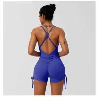 Mono de yoga para mujer, conjunto Fiess con cojín cruzado en la espalda, parte inferior del cuerpo de encaje, sin mangas, belleza, espalda, entrenamiento para correr - details 3