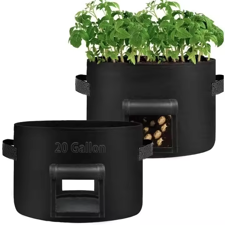 Paquete de 2 bolsas de cultivo de 20 galones, bolsa de cultivo de patatas no tejida resistente con 2 asas resistentes y 2 ventanas, bolsa de cultivo de plantas engrosada para patatas, tomates, flores y plantas vegetales - 1