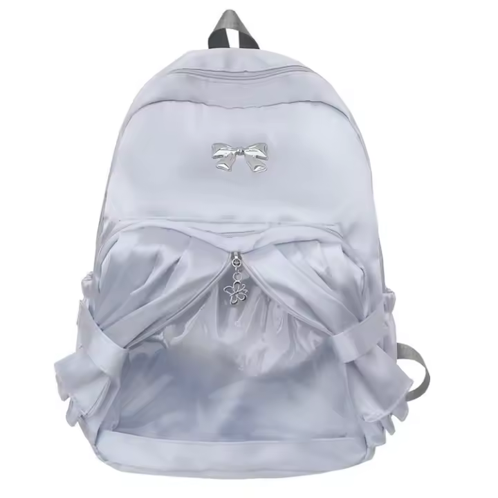 Transparente, lindo, plisado, cortinas, estudiante, mochila, mochila, bolso de mano, bolso escolar, gran capacidad - 1