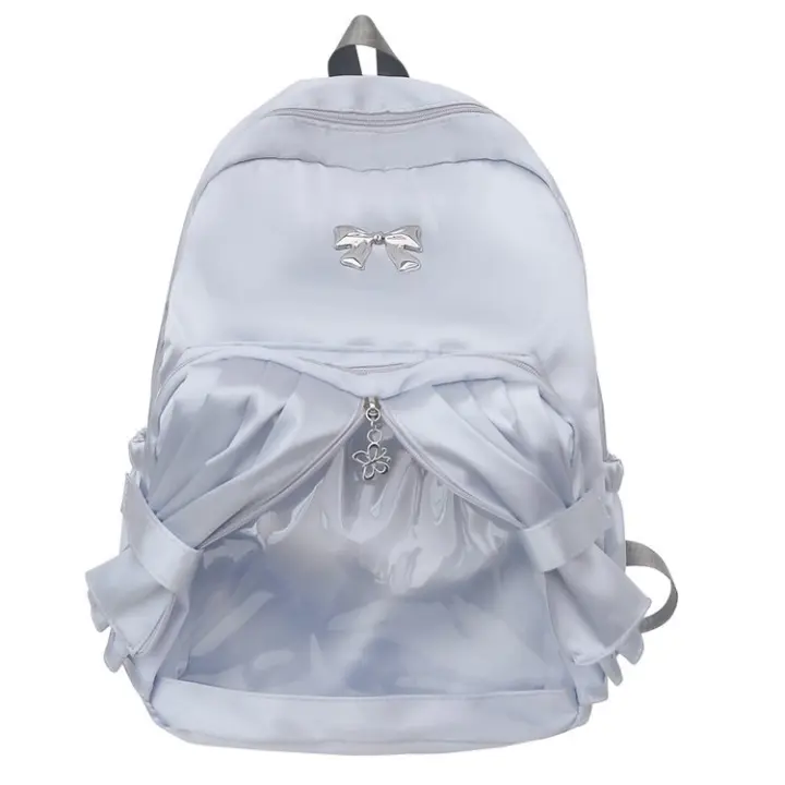 Transparente, lindo, plisado, cortinas, estudiante, mochila, mochila, bolso de mano, bolso escolar, gran capacidad - 1