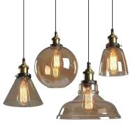 Lámpara de dormitorio moderna para Loft nórdico, luces colgantes clásicas de ámbar gris claro, accesorios de iluminación colgantes de cristal para comedor - details 0