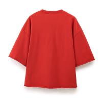 OUWU- Mujeres Carta Suelta Cuello Redondo Pullover Media Manga Sudadera Encaje Hasta Placket Pantalones Cortos Casual Sporty Rojo Blend Traje De Punto Parque Calle Playground Moda Sudadera - details 4