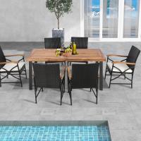 2 Silla Ratan, Sillas Jardin Exterior con Cojín Suave con Cremallera, Marco de Metal Resistente, Sillas Terraza Mimbre, 62 x 56 x 89 cm, hasta 180 kg, Patio Trasero, Balcón, Piscina (Estilo 1) - details 1