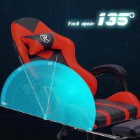 Silla Gaming Silla de Oficina Silla Giratoria Silla de Ordenador Silla de Tareas Silla de Escritorio Silla Ergonómica Silla de Carreras Silla de Cuero Silla PC Gaming (Rojo, con reposapiés) - details 4