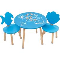 Mesa y Silla Infantil Divertidos Formas Marinas y Juego en Raya Madera de Pino Montaje Fácil - details 0