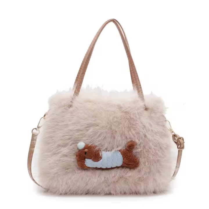 Otoño e invierno sensación mujer perezosa moda portátil bolsa de felpa lindo bolso de mensajero - 1