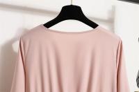 Vestido largo ajustado a la cintura con jersey de manga larga de color liso para mujer - details 20