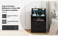 Rcynview Mesa de Noche de Madera Rectángula, Profundidad de 35cm, Ancho de 45cm, 2 Cajones, 2 Puertos USB, Ensamblaje Requerido - details 8