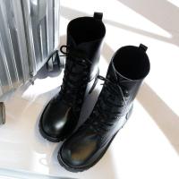 Botas Martin para mujer, botines de talla grande, punta redonda, tacón grueso, cordones, informales, media pantorrilla, Otoño e Invierno - details 14